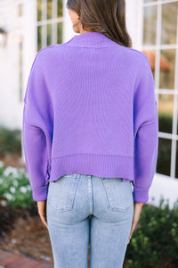 Where I Am Lavender Purple Cropped Sweater
