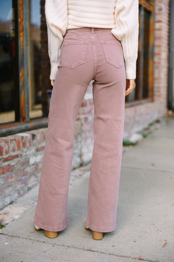 Above And Beyond Mauve Pink Wide Leg Jeans