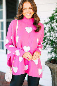 Quick Decisions Pink & White Heart Sweater