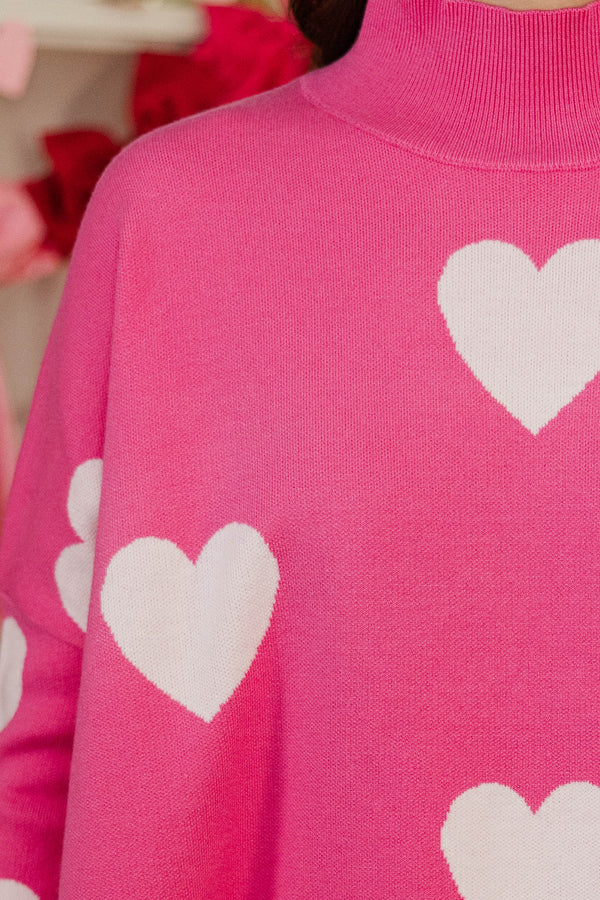 Quick Decisions Pink & White Heart Sweater
