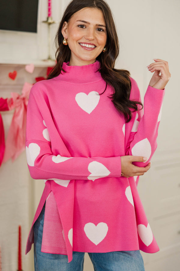 Quick Decisions Pink & White Heart Sweater