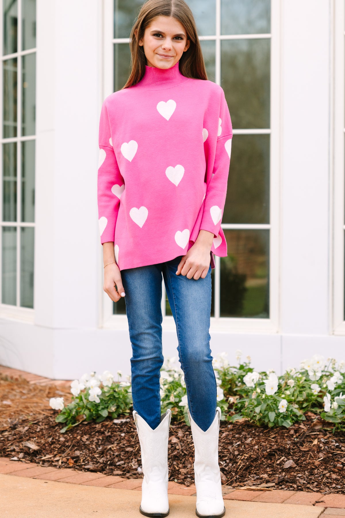 Girls: Quick Decisions Pink & White Heart Sweater – Shop the Mint