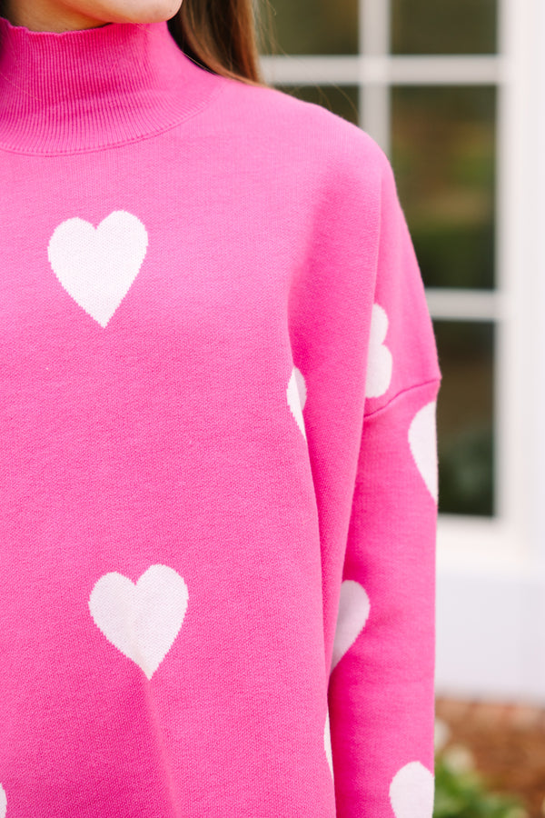 Girls: Quick Decisions Pink & White Heart Sweater