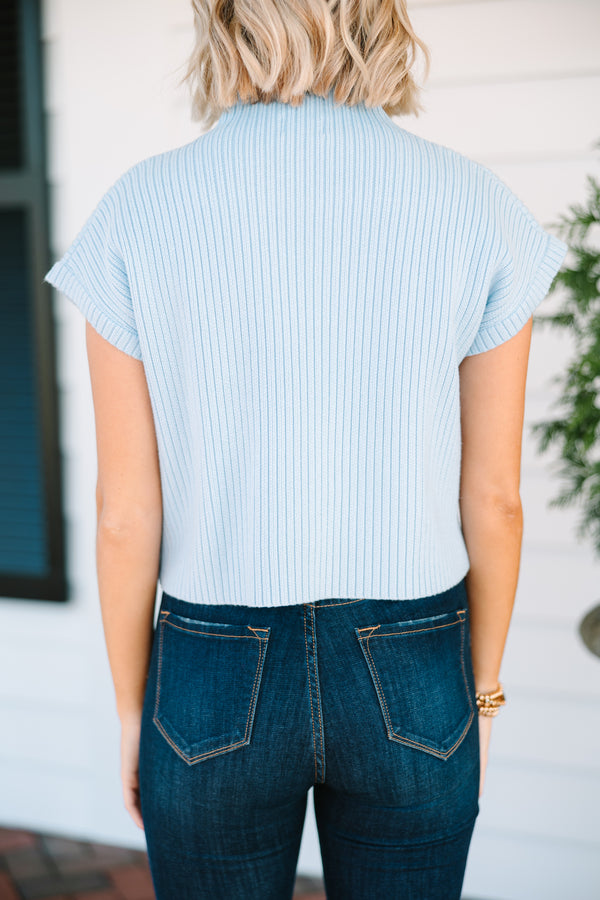 Blue short-sleeve Sweater