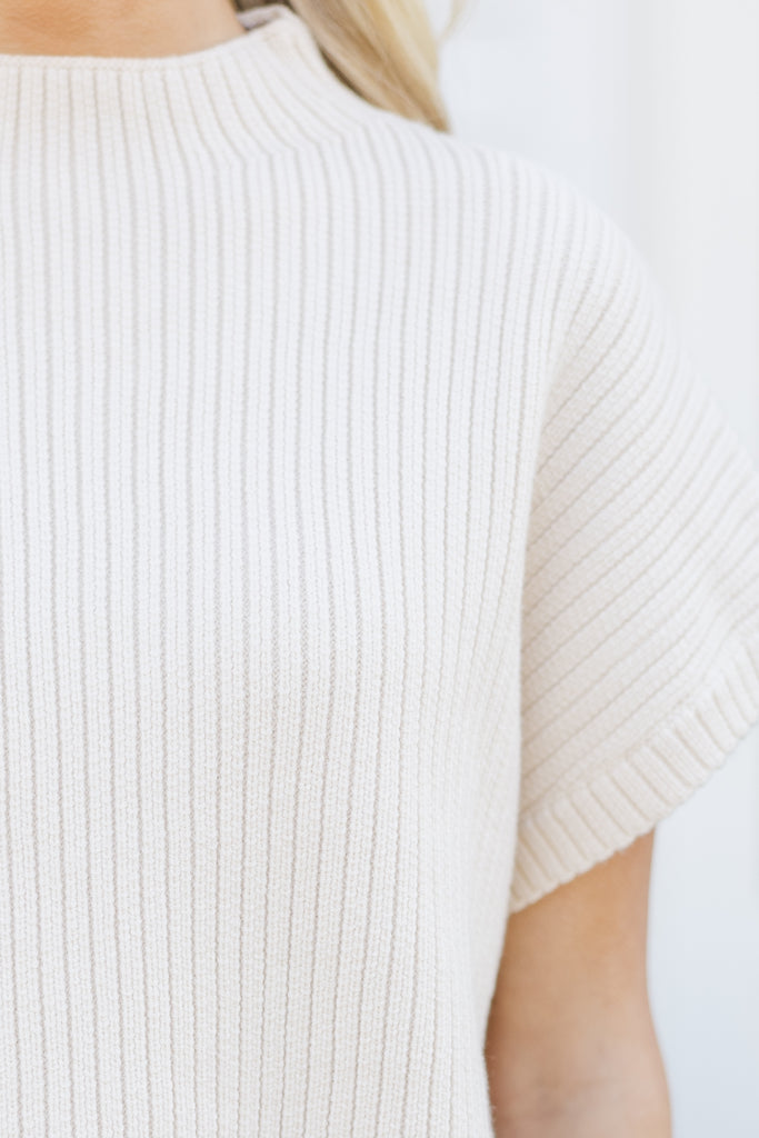 In Your Mind Cream White Short Sleeve Sweater – Shop the Mint