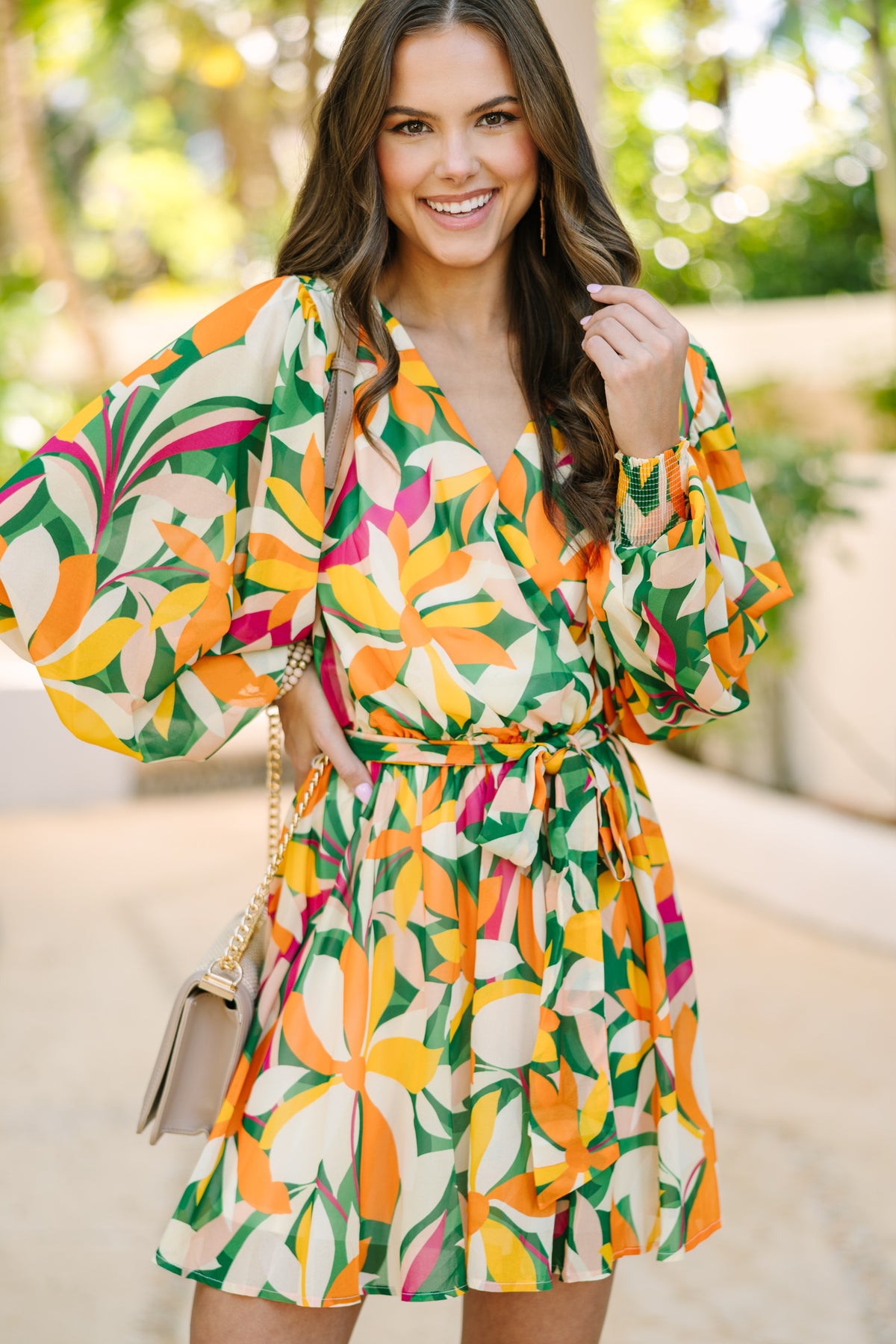 green abstract print dress Umgee Plus Green Abstract Two Tone Print Midi Dress