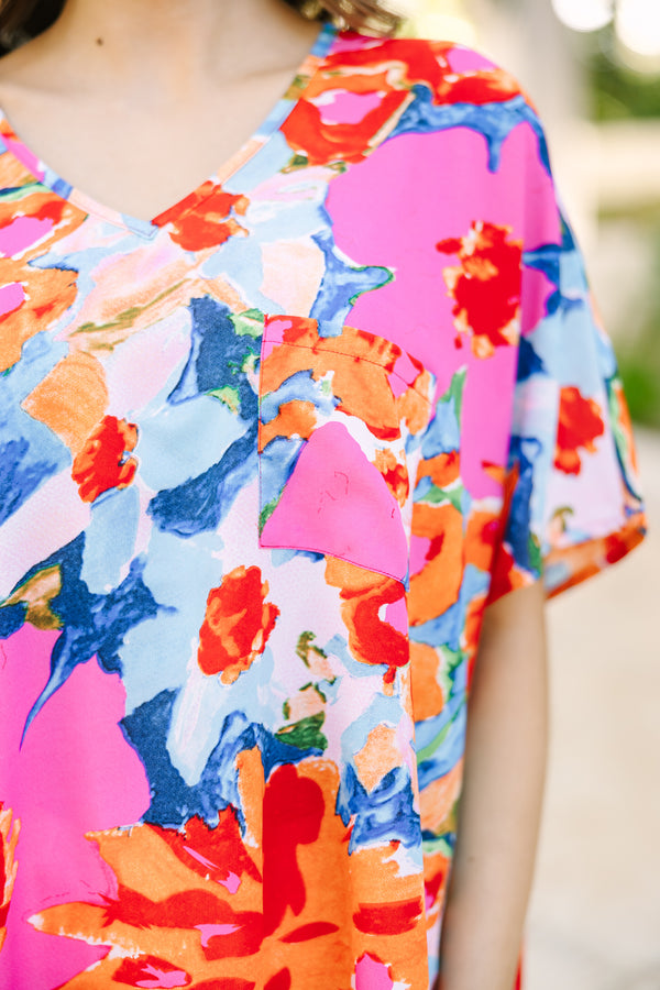 Couldn't Be Better Coral Orange Floral Top