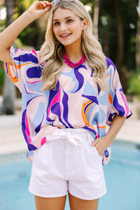 abstract tops, casual women's tops, bold prints, cute boutique tops