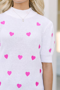heart embroidered sweaters, short sleeve sweaters, valentine's day sweaters