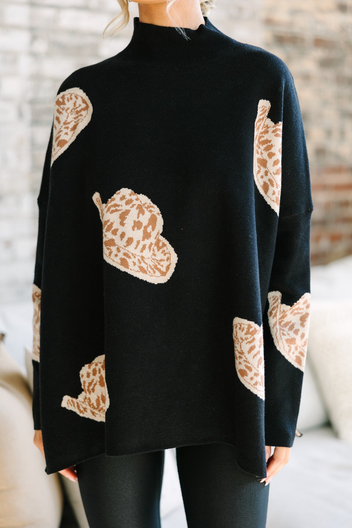 Cowboy Hat Drop Shoulder Oversized Sweater main image 1