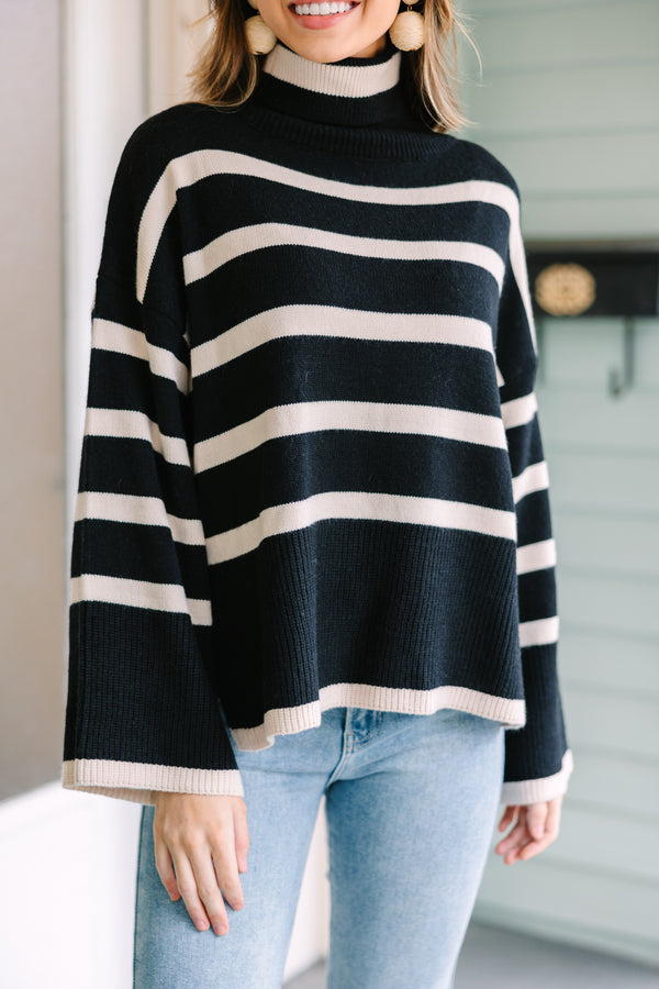striped turtleneck sweater, cozy sweater, boutique sweaters