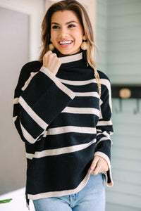 striped turtleneck sweater, cozy sweater, boutique sweaters
