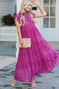 Check You Out Magenta Purple Leopard Mid Dress
