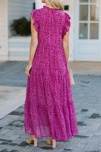 Check You Out Magenta Purple Leopard Mid Dress