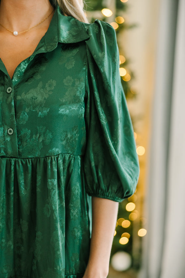 All The Love Emerald Green Floral Satin Midi Dress – Shop the Mint