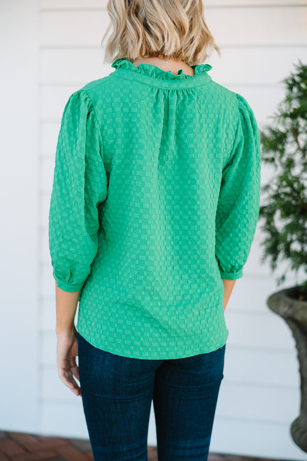 All Up To You Green Textured Blouse