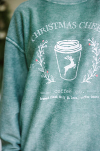 Christmas Coffee Co. Green Graphic Corded Sweatshirt