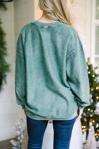 Christmas Coffee Co. Green Graphic Corded Sweatshirt