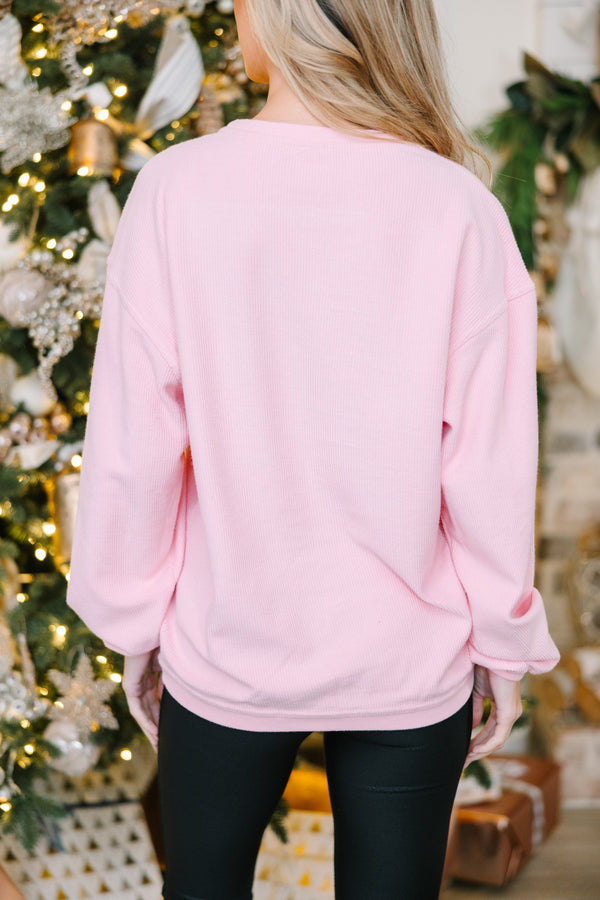 Mama Claus Pink Graphic Corded Sweatshirt