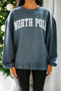 North Pole Navy Graphic Corded Sweatshirt