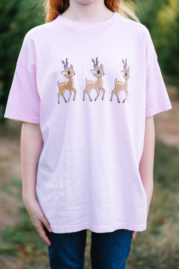 Girls: Oh Deer Blush Pink Graphic Tee