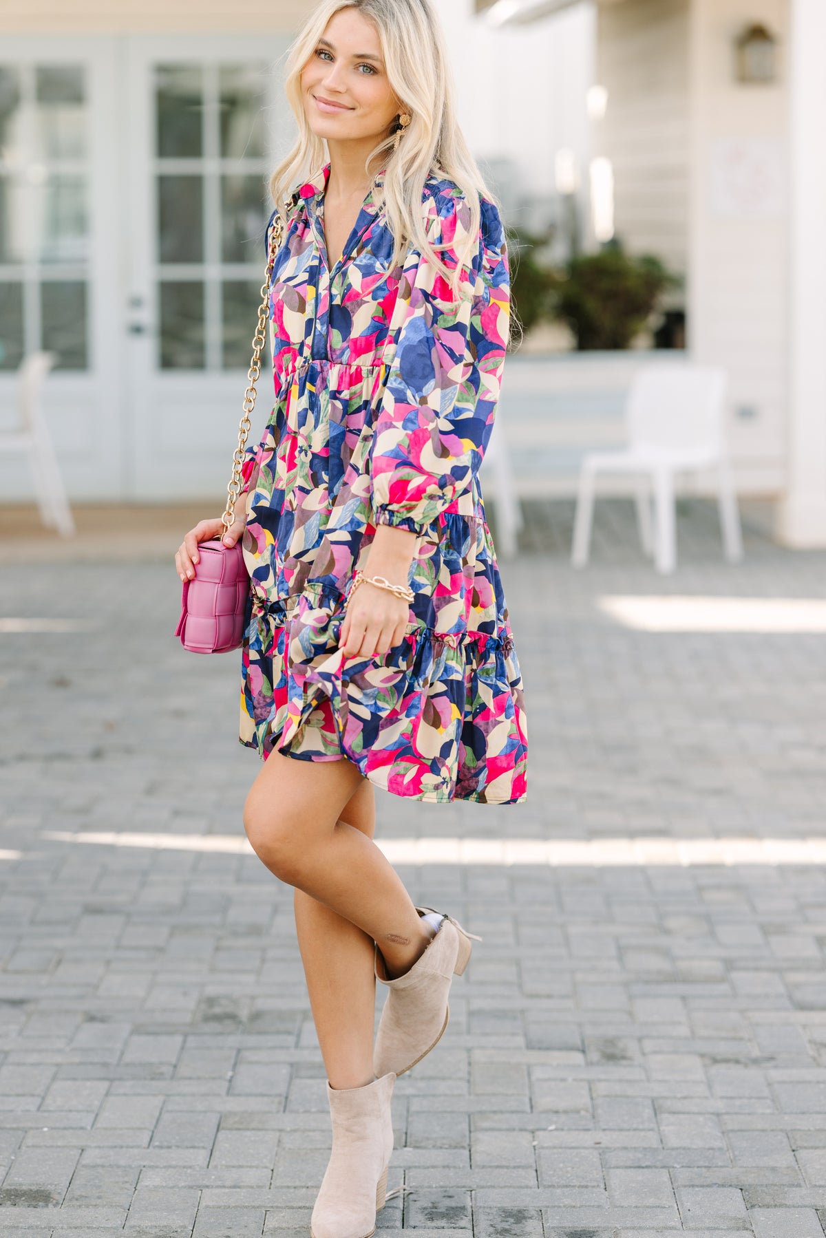 Eggplant Cute Pattern Print Dress