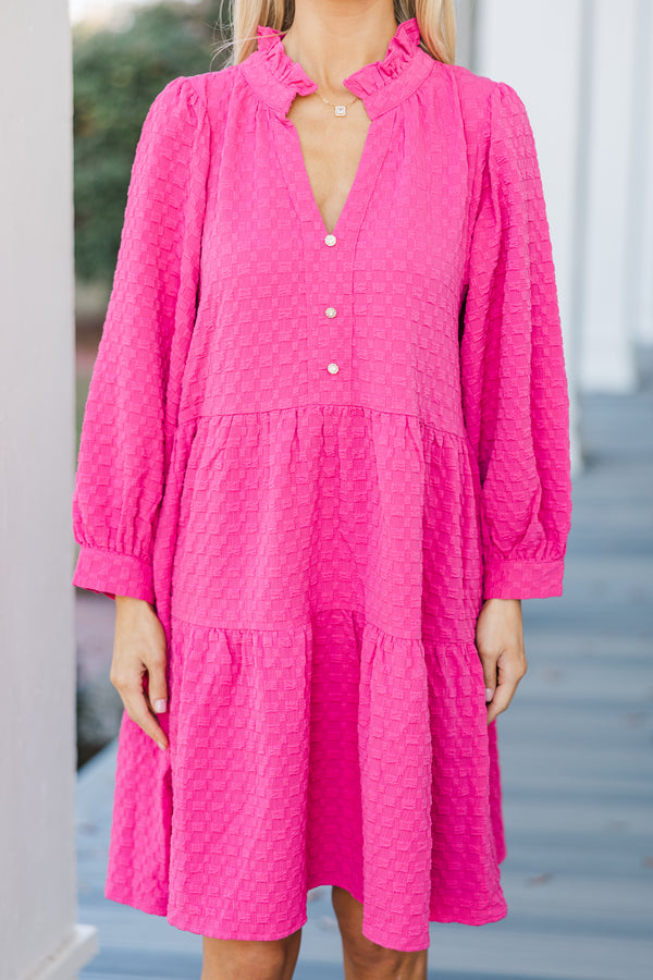 All Up To You Hot Pink Textured Dress – Shop the Mint