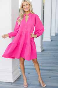 All Up To You Hot Pink Textured Dress