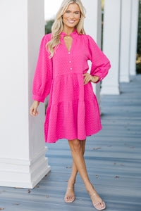 All Up To You Hot Pink Textured Dress