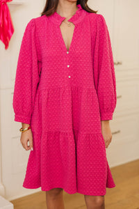 All Up To You Hot Pink Textured Dress