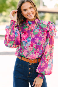 floral blouses for women, bold floral blouses, ruffled blouses
