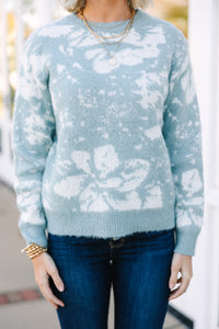 Need You More Light Blue Floral Sweater