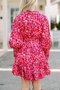 pink abstract dresses, pink dresses, flattering dresses, cute boutique dresses