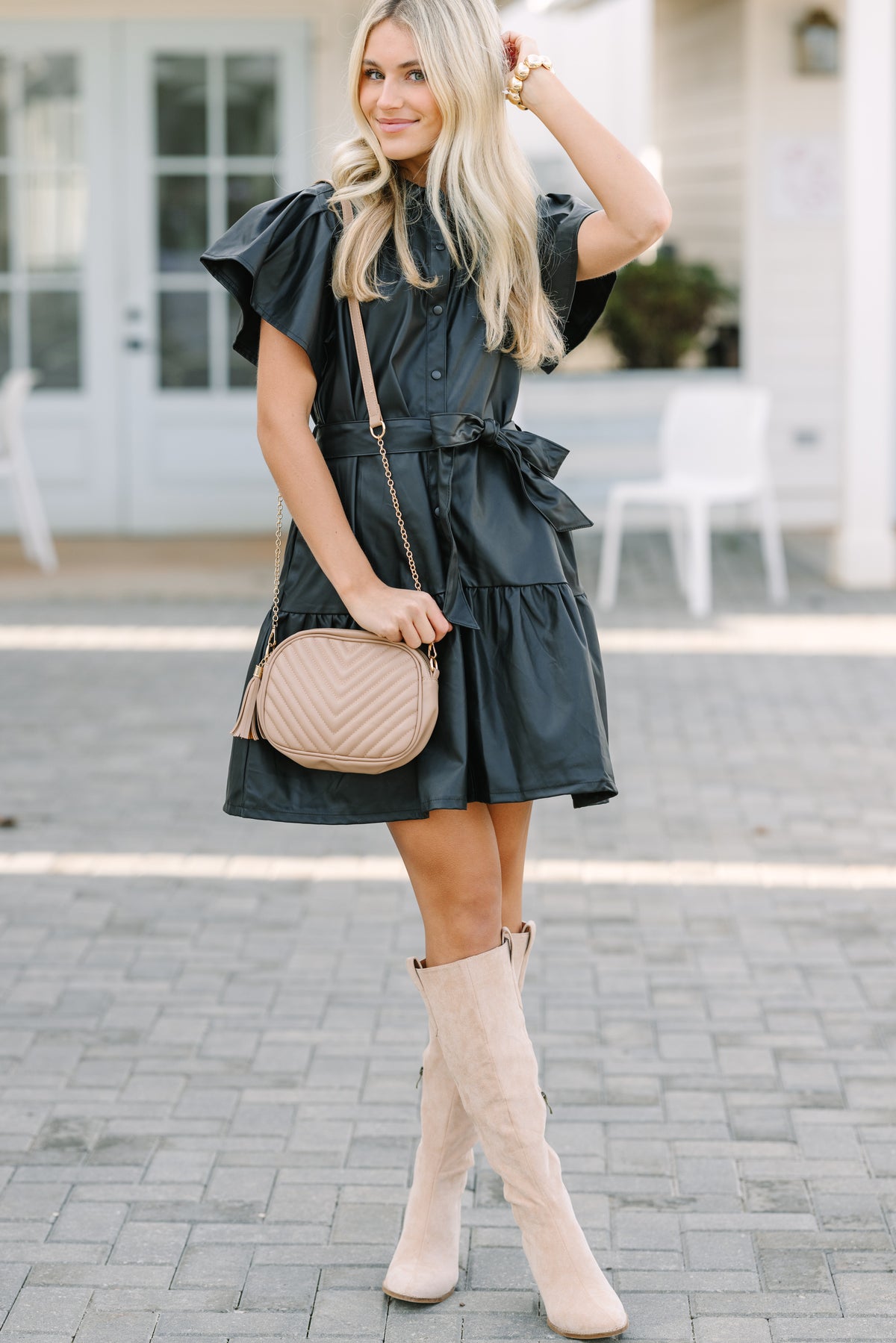 chinese dress ladies Look Of Love Black Faux Leather Dress – Shop the Mint