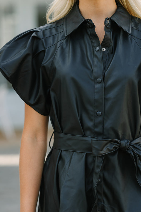 Look Of Love Black Faux Leather Dress – Shop the Mint