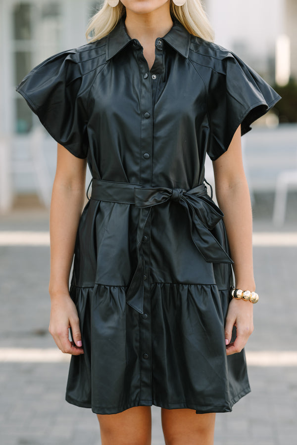 Look Of Love Black Faux Leather Dress