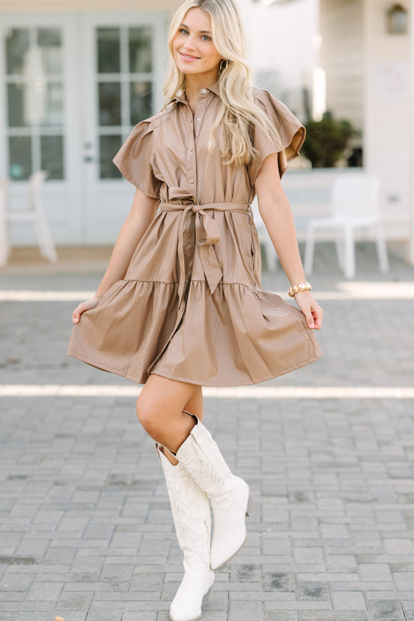 Look Of Love Tan Brown Faux Leather Dress Shop the Mint Look Of Love Tan Brown Faux Leather Dress Shop the Mint