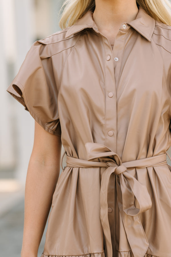 Look Of Love Tan Brown Faux Leather Dress Shop the Mint Look Of Love Tan Brown Faux Leather Dress Shop the Mint