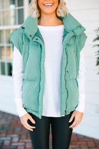 Make It Yours Sage Green Oversized Puffer Vest