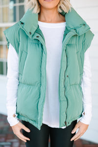 Make It Yours Sage Green Oversized Puffer Vest