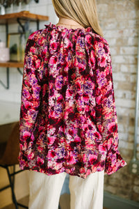 Open Your Eyes Burgundy Red Floral Blouse