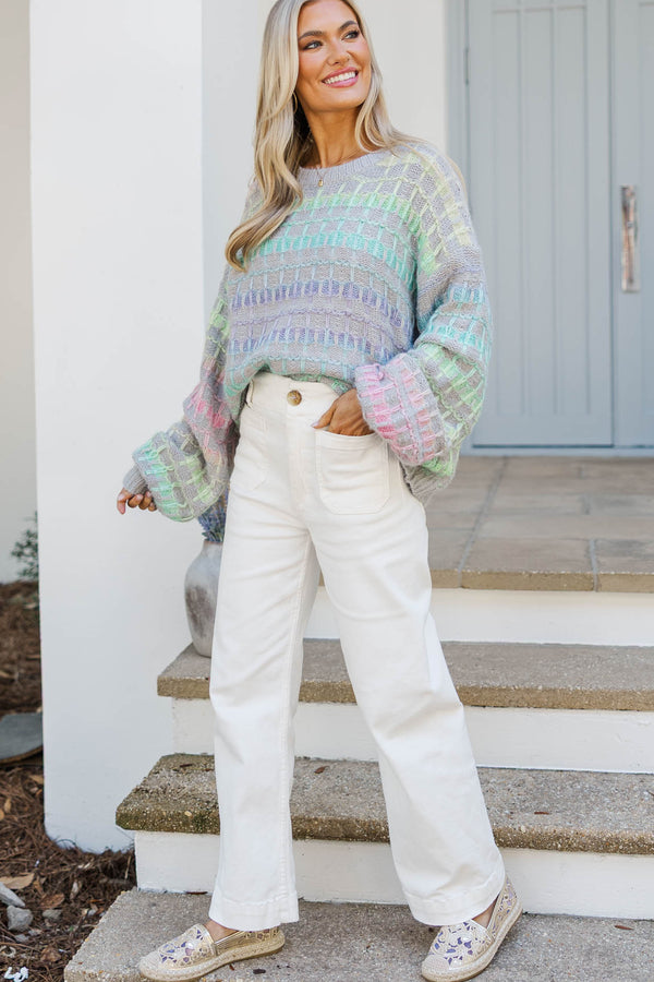 Look At You Gray Multicolor Sweater