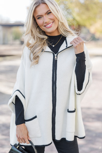 Living The Dream Cream Zip Up Poncho – Shop the Mint