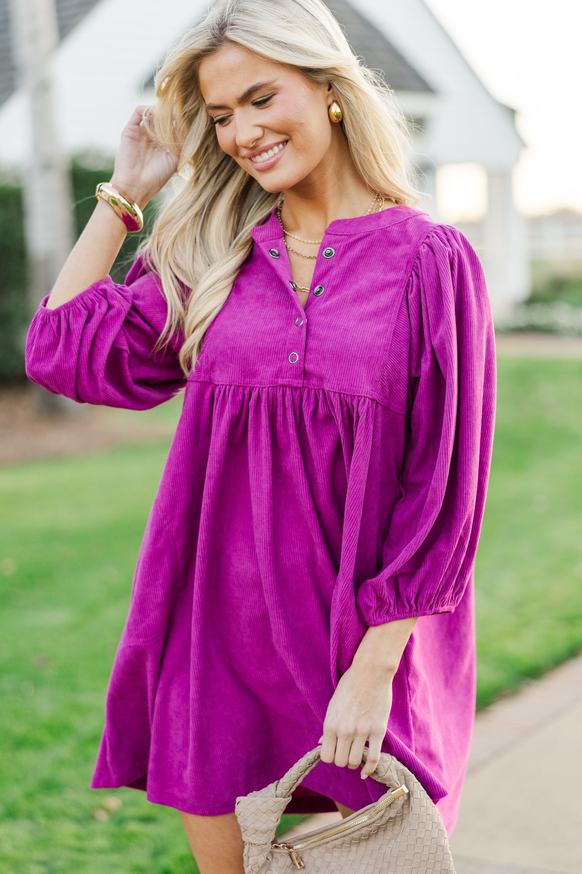 old navy pink corduroy dress That's All You Magenta Dress, Large - The Mint Julep Boutique 1940s style buttoned linen Color:Light Pink Print This babydoll dress right DY2-5B