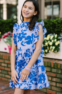 Girls: Kept Promises Perwinkle Blue Floral Babydoll Dress