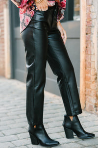 Going Out Black Faux Leather Pants