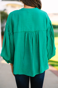 Fate: Far From Over Kelly Green Puff Sleeve Blouse