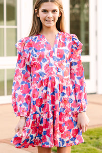 Girls: At This Time Pink Floral Babydoll Dress