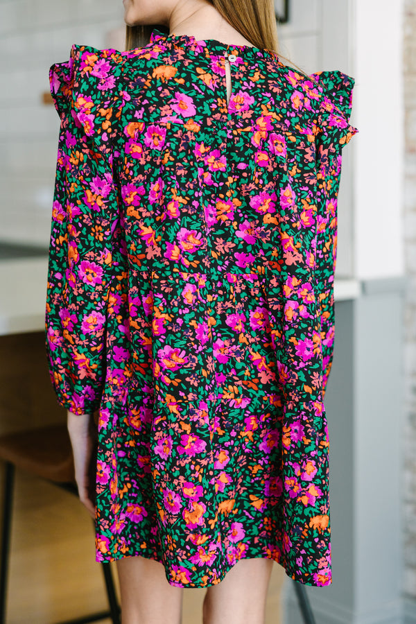 Girls: Make My Day Black Ditsy Floral L/S Babydoll Dress – Shop the Mint