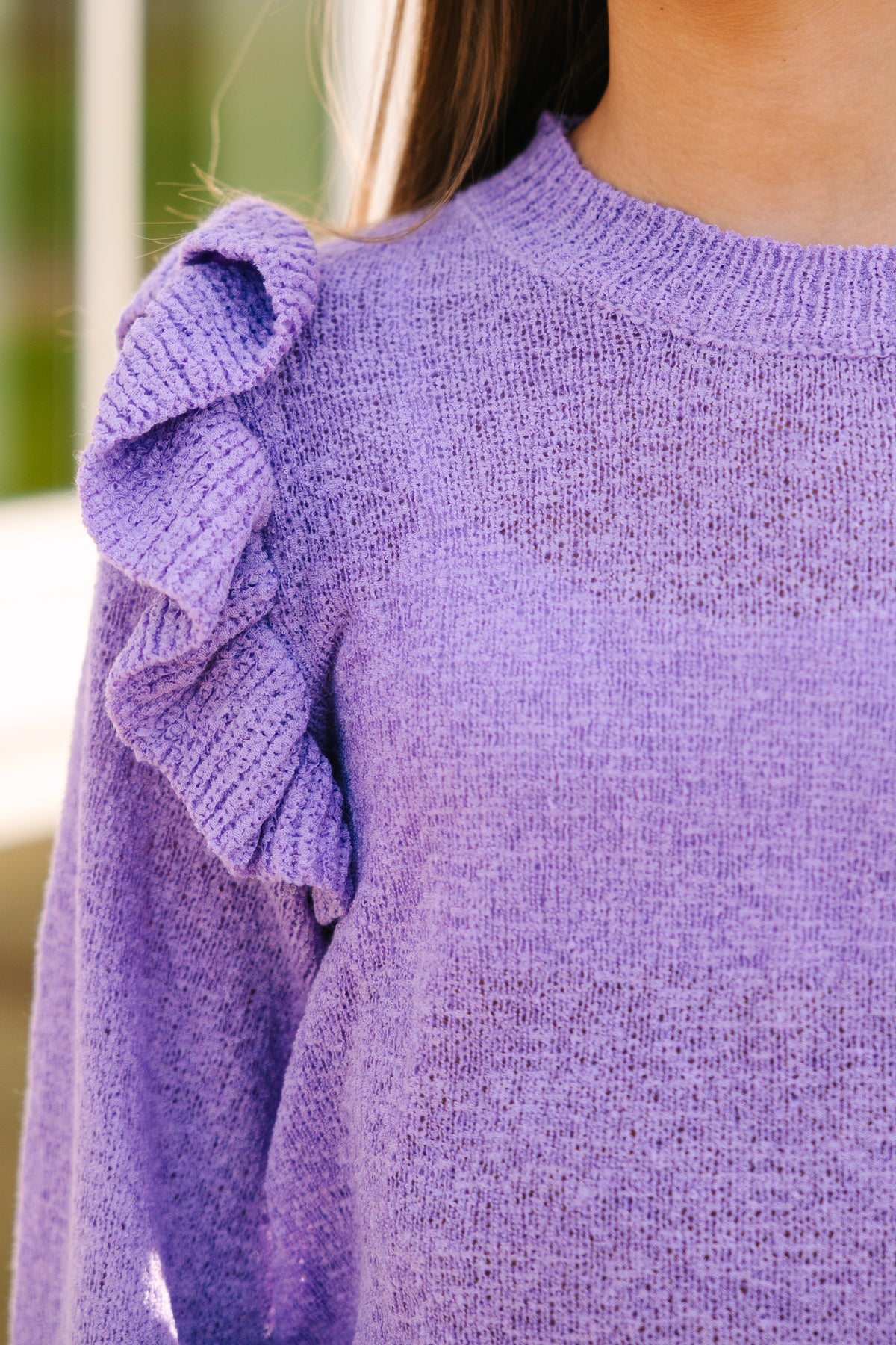 Pruple Ruffland Girls: Give Me A Call Lavender Purple Ruffled Sweater – Shop the Mint